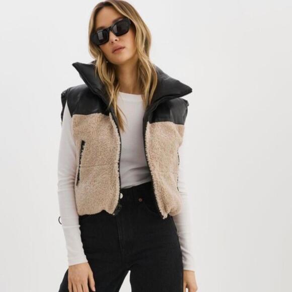 Steve Madden Jackets & Blazers - NWT Sherpa Vegan Leather Reversible Puffer Vest size s Teddy Cozy Winter
